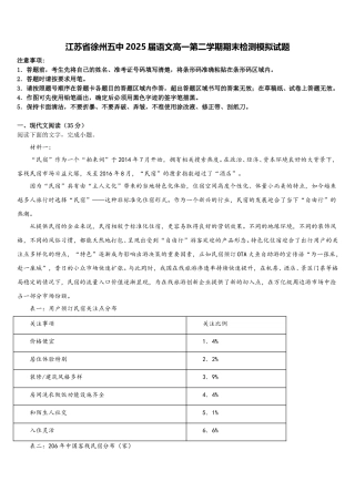 江苏省徐州五中2025届语文高一第二学期期末检测模拟试题含解析