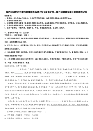 陕西省咸阳市兴平市西郊高级中学2025届语文高一第二学期期末学业质量监测试题含解析
