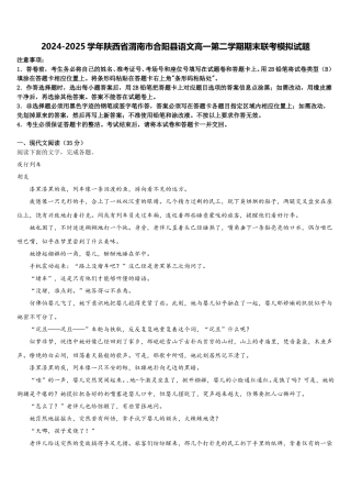 2024-2025学年陕西省渭南市合阳县语文高一第二学期期末联考模拟试题含解析