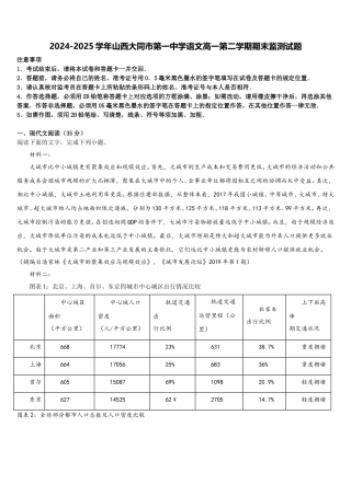 2024-2025学年山西大同市第一中学语文高一第二学期期末监测试题含解析