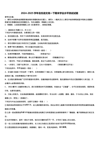 2024-2025学年名校语文高一下期末学业水平测试试题含解析