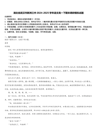 湖北省武汉市新洲三中2024-2025学年语文高一下期末调研模拟试题含解析