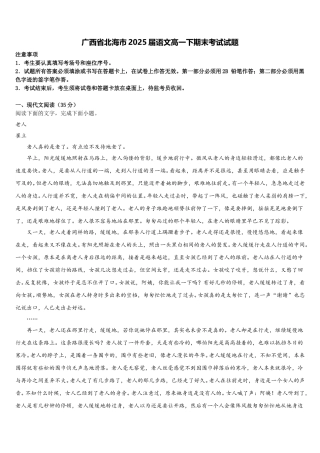 广西省北海市2025届语文高一下期末考试试题含解析