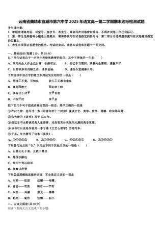 云南省曲靖市宣威市第六中学2025年语文高一第二学期期末达标检测试题含解析
