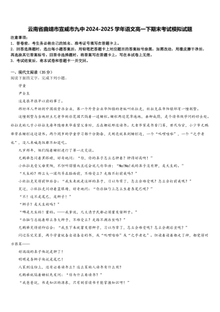 云南省曲靖市宣威市九中2024-2025学年语文高一下期末考试模拟试题含解析