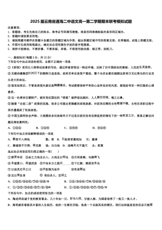 2025届云南省通海二中语文高一第二学期期末联考模拟试题含解析