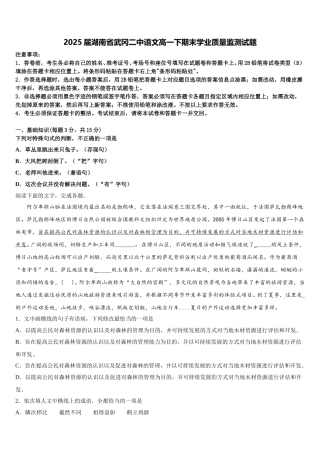 2025届湖南省武冈二中语文高一下期末学业质量监测试题含解析