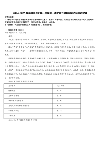 2024-2025学年湖南岳阳第一中学高一语文第二学期期末达标测试试题含解析