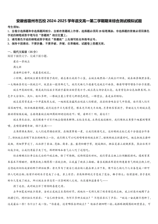 安徽省宿州市五校2024-2025学年语文高一第二学期期末综合测试模拟试题含解析