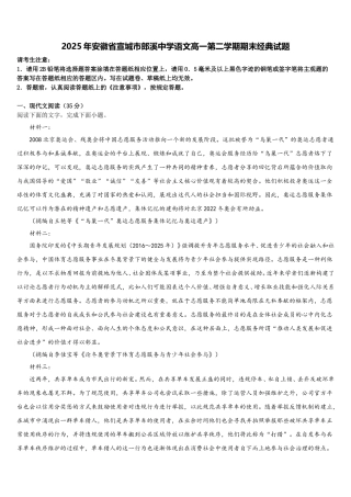 2025年安徽省宣城市郎溪中学语文高一第二学期期末经典试题含解析
