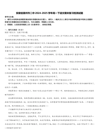 安徽省滁州市二中2024-2025学年高一下语文期末复习检测试题含解析