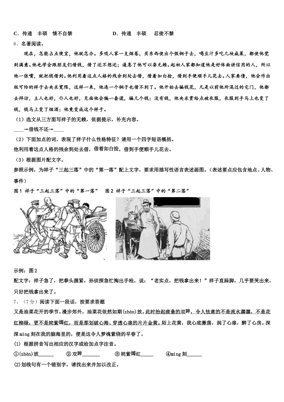 2025届苏州市吴江区语文七下期中质量检测试题含解析_第2页