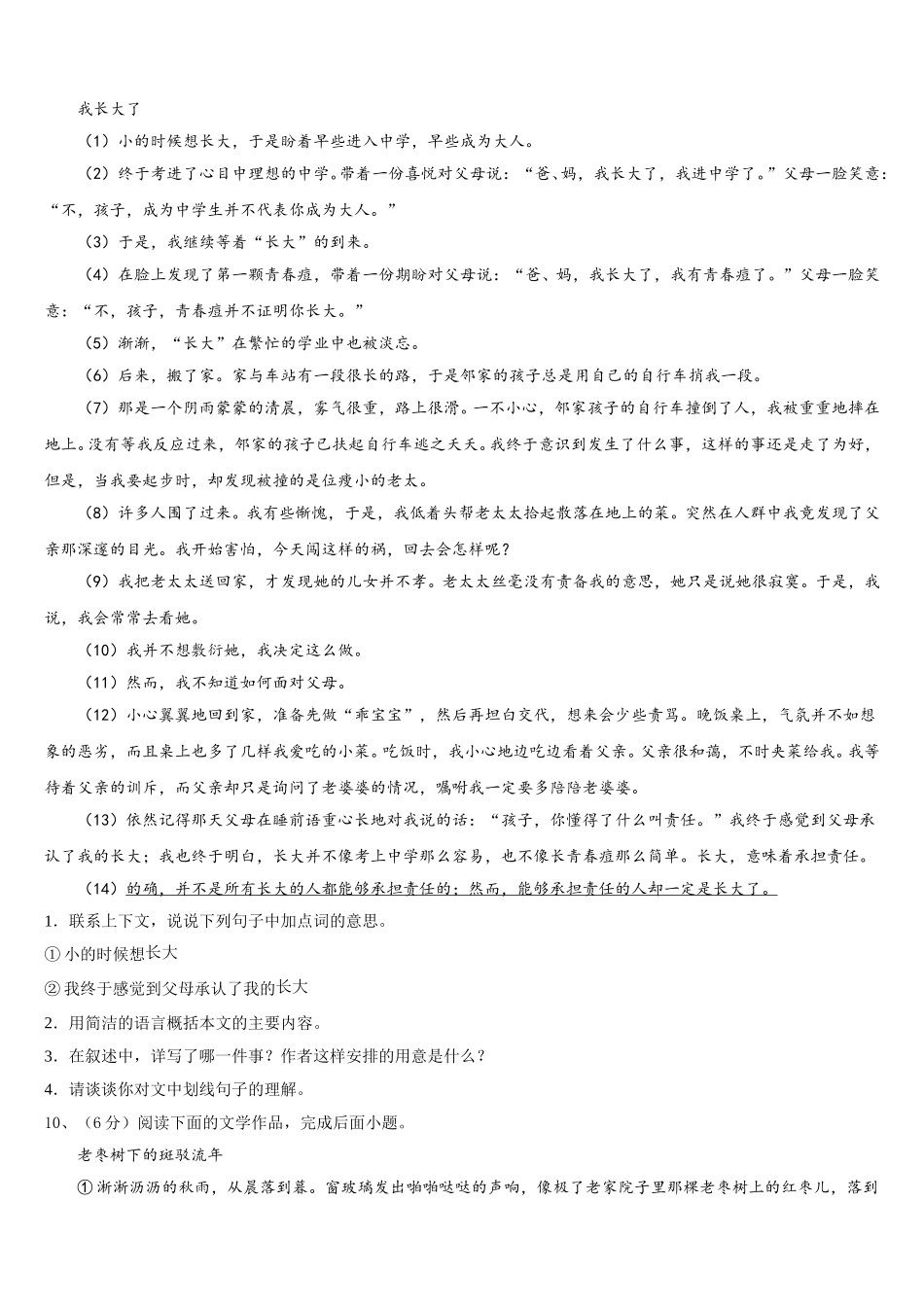 2024-2025学年江苏省无锡新区七下语文期中统考试题含解析_第3页