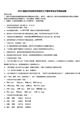 2025届宜兴市洑东中学语文七下期中学业水平测试试题含解析