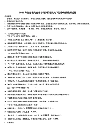 2025年江苏省句容市华阳学校语文七下期中考试模拟试题含解析