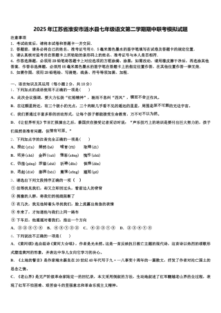 2025年江苏省淮安市涟水县七年级语文第二学期期中联考模拟试题含解析