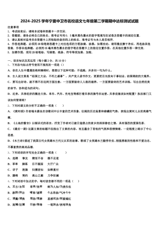 2024-2025学年宁夏中卫市名校语文七年级第二学期期中达标测试试题含解析