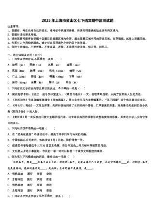 2025年上海市金山区七下语文期中监测试题含解析