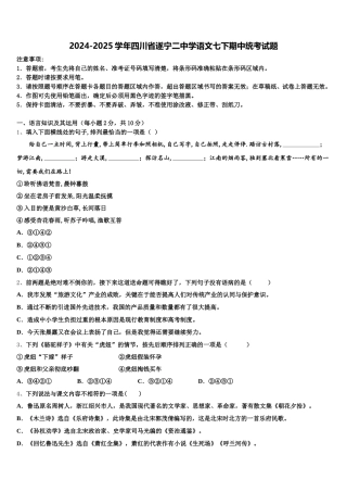 2024-2025学年四川省遂宁二中学语文七下期中统考试题含解析