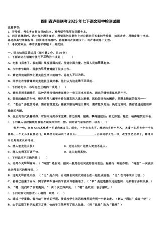 四川省泸县联考2025年七下语文期中检测试题含解析