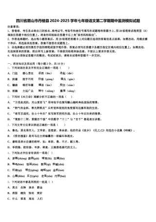 四川省眉山市丹棱县2024-2025学年七年级语文第二学期期中监测模拟试题含解析
