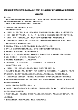 四川省遂宁市泸州市石洞镇中学心学校2025年七年级语文第二学期期中教学质量检测模拟试题含解析