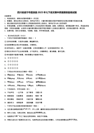 四川省遂宁市蓬溪县2025年七下语文期中质量跟踪监视试题含解析