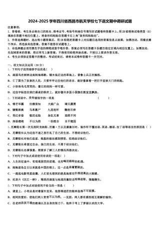 2024-2025学年四川省西昌市航天学校七下语文期中调研试题含解析