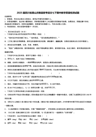 2025届四川省眉山洪雅县联考语文七下期中教学质量检测试题含解析