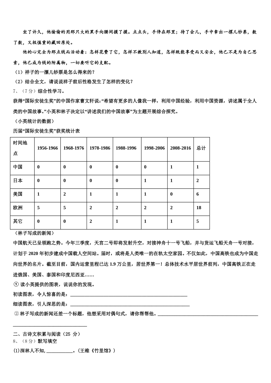 四川省简阳中学2025年七下语文期中调研试题含解析_第2页