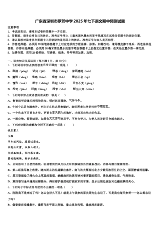 广东省深圳市罗芳中学2025年七下语文期中预测试题含解析