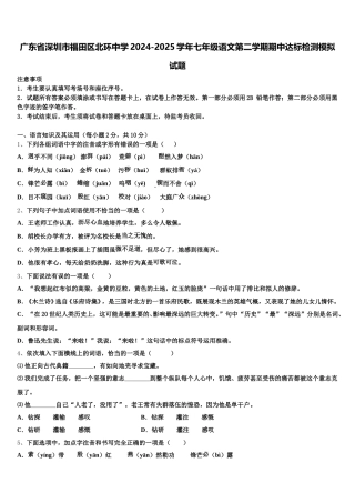 广东省深圳市福田区北环中学2024-2025学年七年级语文第二学期期中达标检测模拟试题含解析