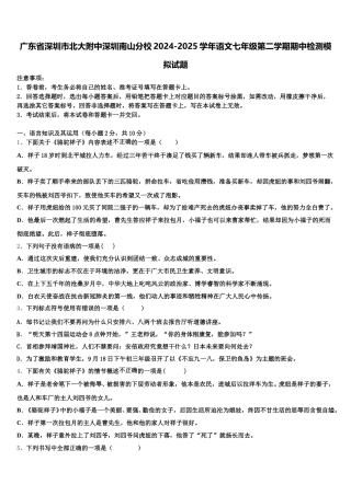 广东省深圳市北大附中深圳南山分校2024-2025学年语文七年级第二学期期中检测模拟试题含解析