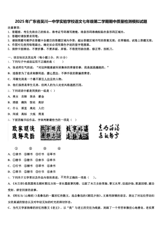 2025年广东省吴川一中学实验学校语文七年级第二学期期中质量检测模拟试题含解析