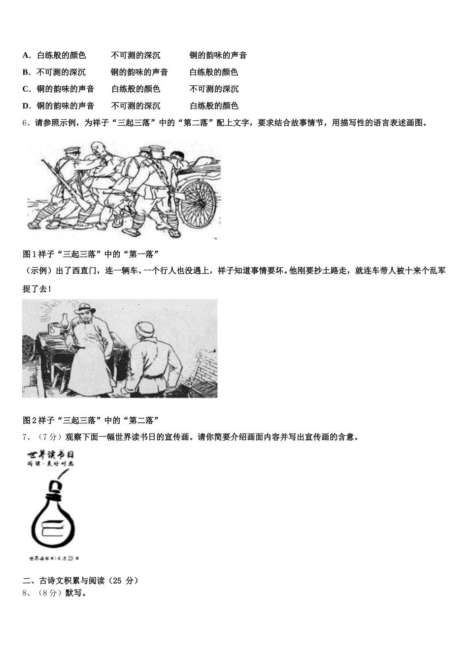 2025届揭阳真理中学语文七下期中学业水平测试试题含解析_第2页