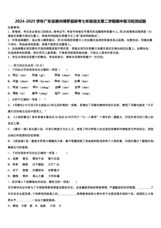 2024-2025学年广东省惠州博罗县联考七年级语文第二学期期中复习检测试题含解析