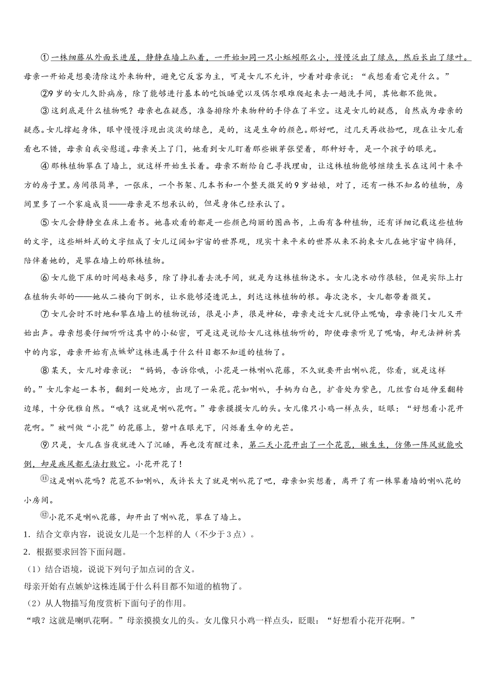 2025年广东省东莞市虎门外国语学校七下语文期中统考模拟试题含解析_第3页