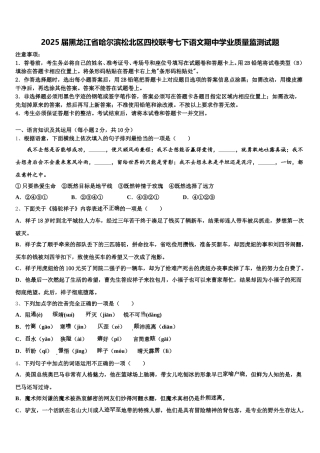 2025届黑龙江省哈尔滨松北区四校联考七下语文期中学业质量监测试题含解析