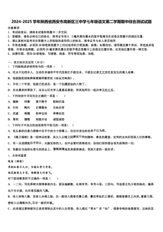 2024-2025学年陕西省西安市高新区三中学七年级语文第二学期期中综合测试试题含解析