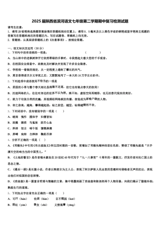 2025届陕西省滨河语文七年级第二学期期中复习检测试题含解析