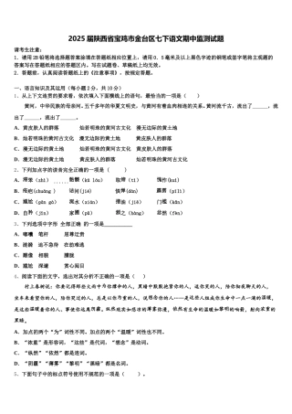 2025届陕西省宝鸡市金台区七下语文期中监测试题含解析