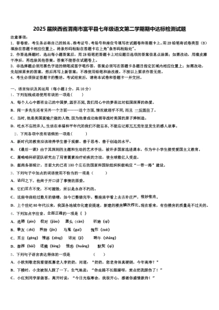 2025届陕西省渭南市富平县七年级语文第二学期期中达标检测试题含解析