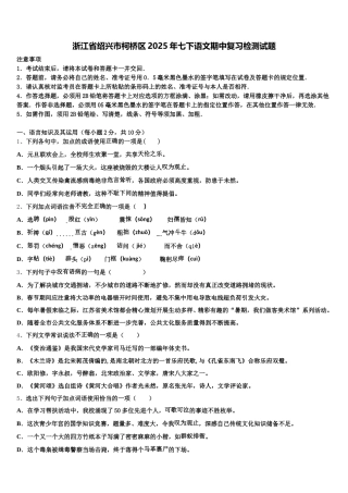 浙江省绍兴市柯桥区2025年七下语文期中复习检测试题含解析