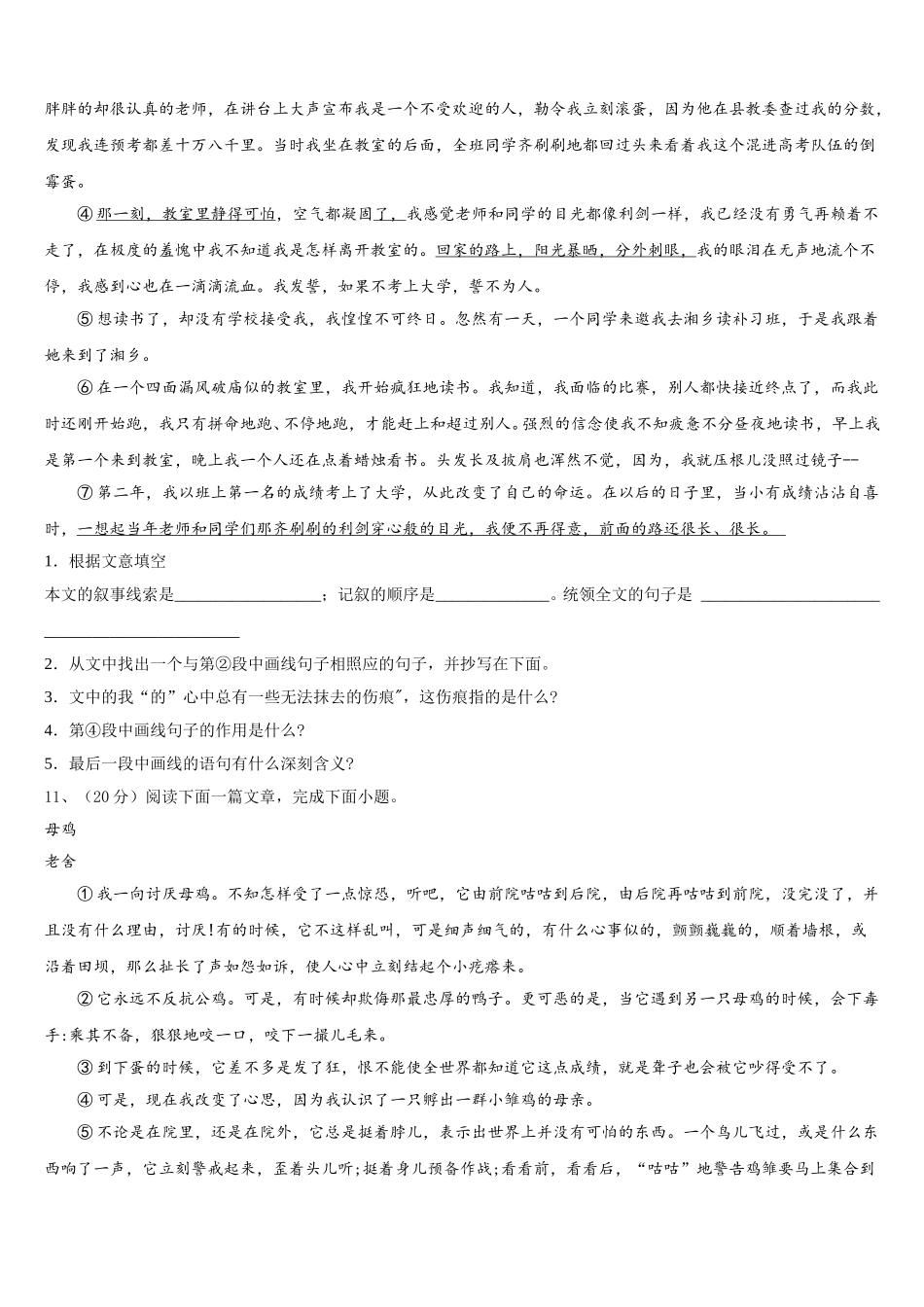 浙江省嘉兴市南湖区北师大南湖附校2025年语文七下期中质量跟踪监视模拟试题含解析_第3页