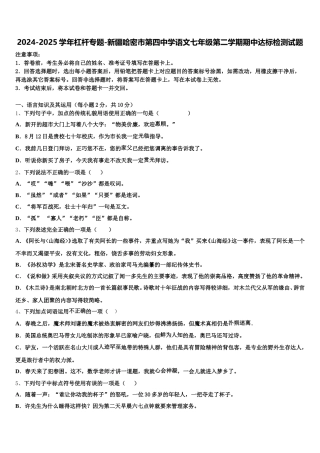 2024-2025学年杠杆专题-新疆哈密市第四中学语文七年级第二学期期中达标检测试题含解析