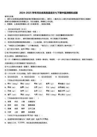 2024-2025学年河北省高邑县语文七下期中监测模拟试题含解析