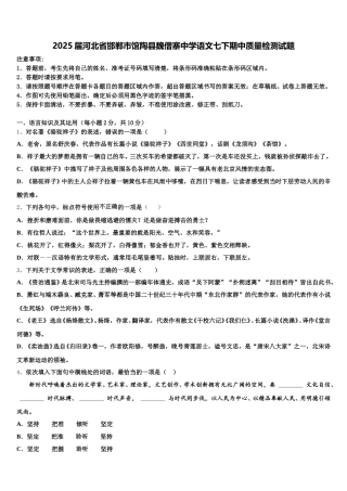 2025届河北省邯郸市馆陶县魏僧寨中学语文七下期中质量检测试题含解析