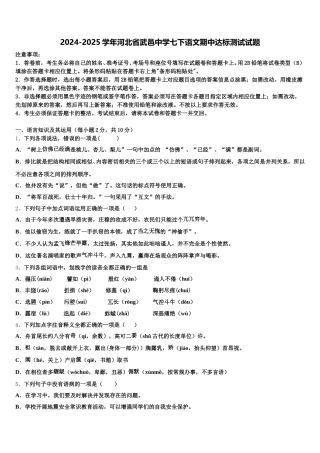 2024-2025学年河北省武邑中学七下语文期中达标测试试题含解析