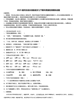 2025届河北省永清县语文七下期中质量检测模拟试题含解析