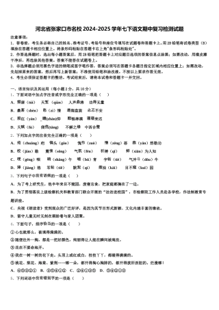 河北省张家口市名校2024-2025学年七下语文期中复习检测试题含解析